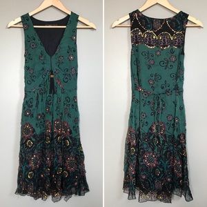 HAZEL • green floral sequin dress